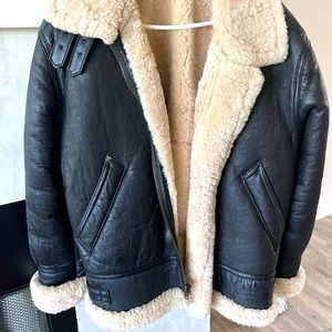 Dark brown leather bomber jacket